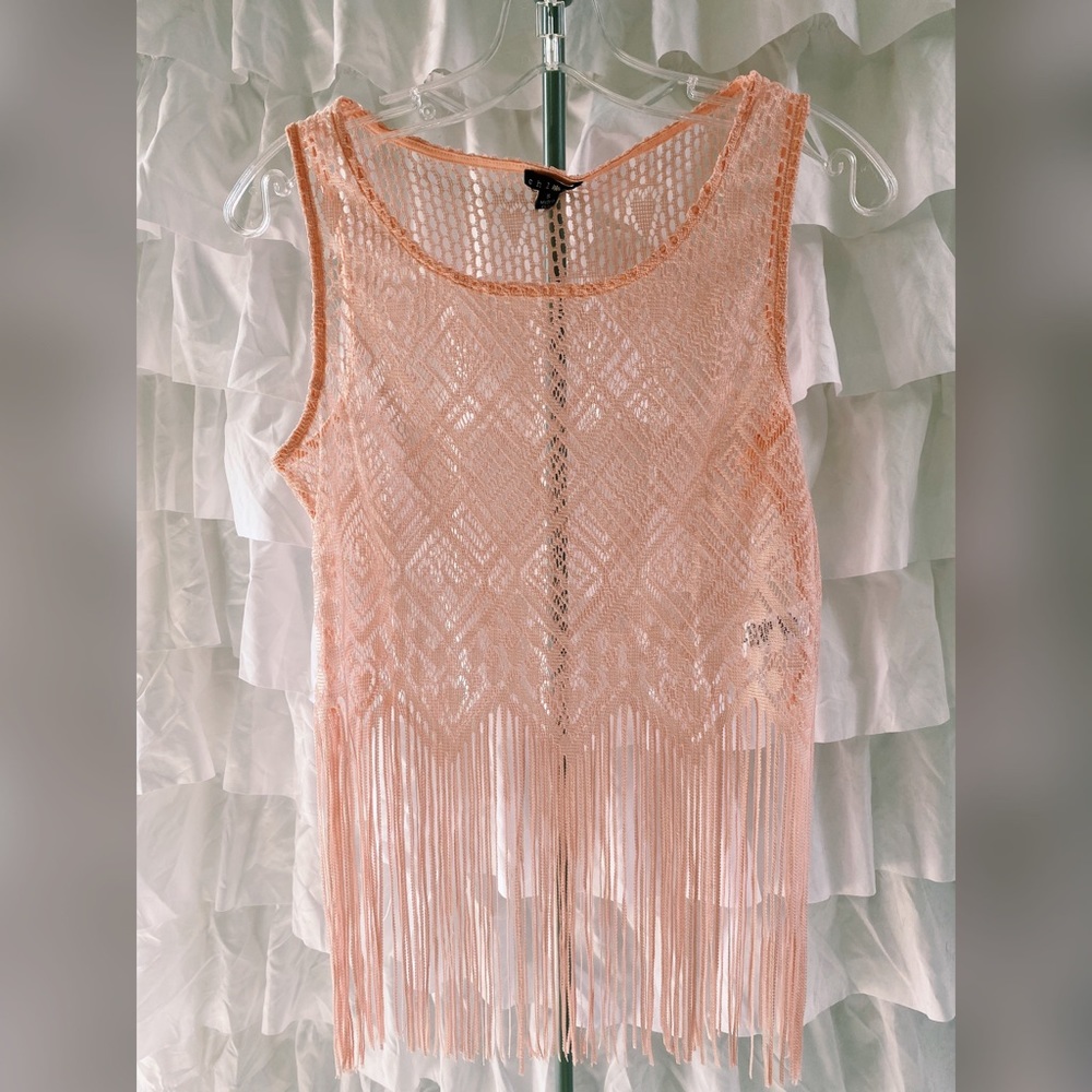 Pink see-through beach top